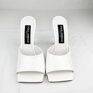Dolce & Gabbana White Patent Leather Mules Women - New
